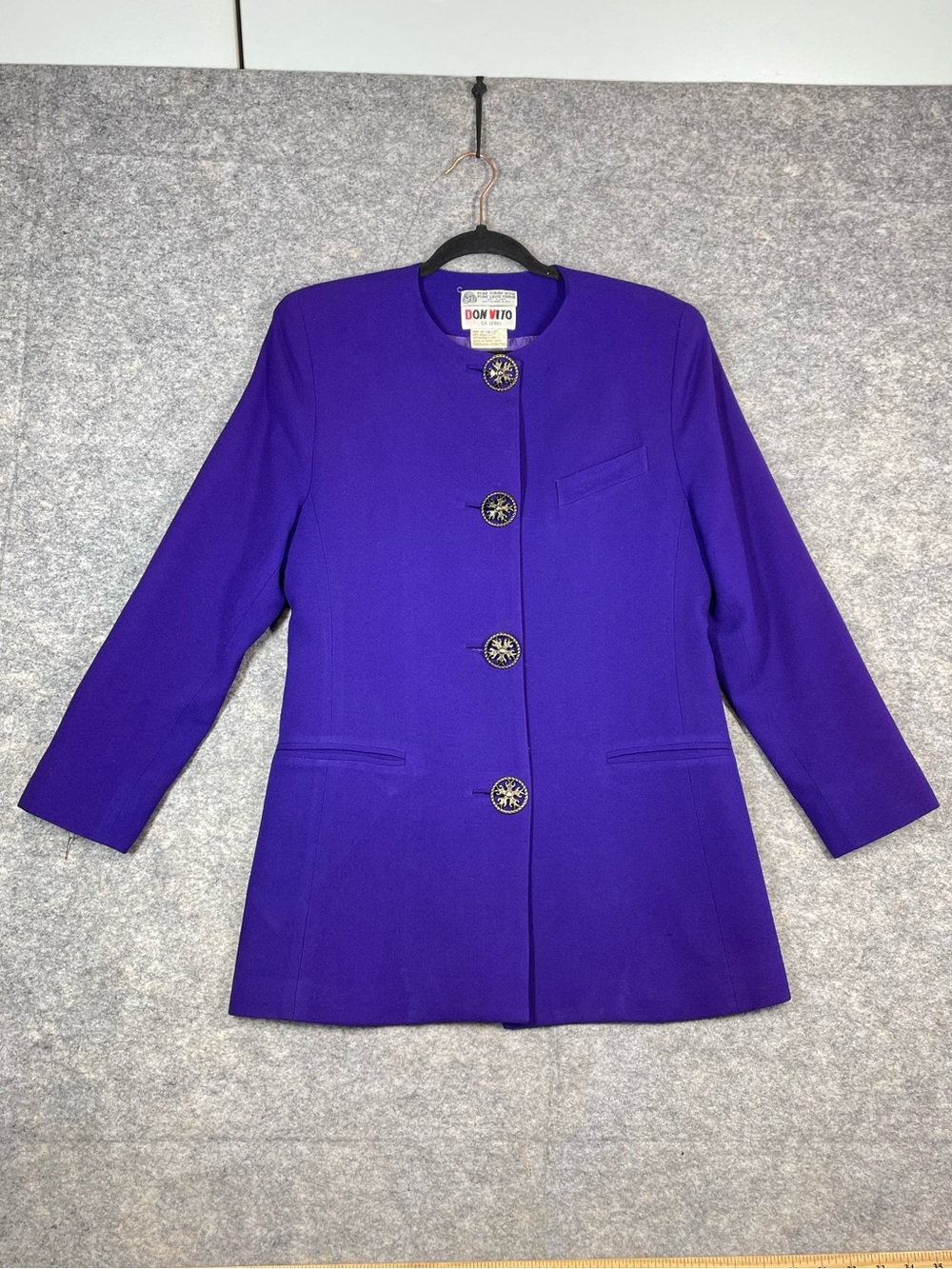 Don Vito Purple Wool Blazer Jacket Vintage Minimalist Career Chic Size 4 Office - Picture 2 of 16